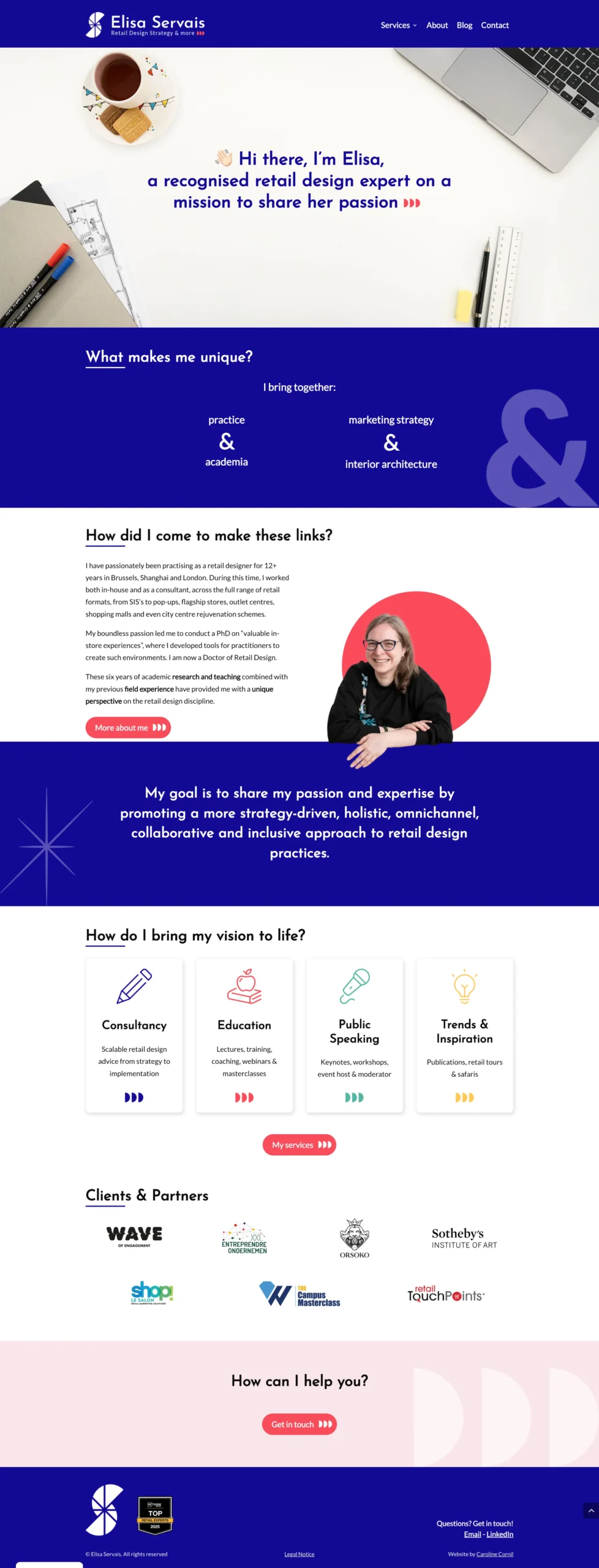 Screenshot of Elisa Servais's website