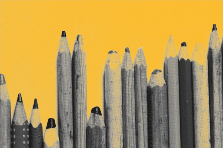 A row of used pencils