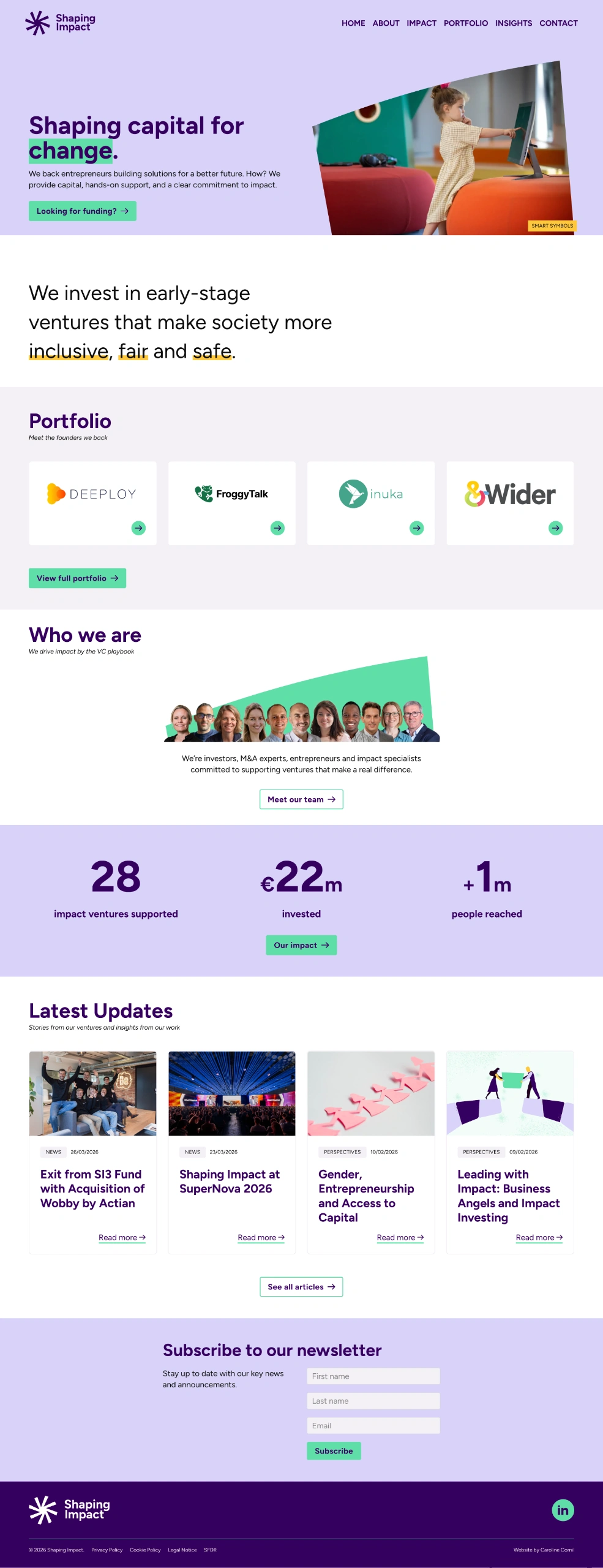 Shaping Impact homepage screenshot