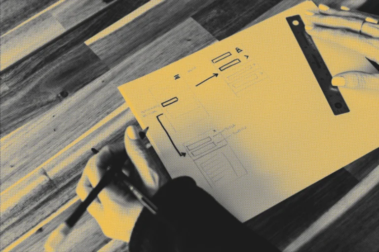 Hand-drawn sketching of website